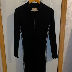 Logo Tape Ribbed Knit Zip Dress in the size Medium.